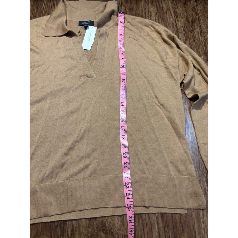Banana Republic‎ Merino Wool Polo Sweater XXL 2xl Tan V-Neck Long Sleeve basic - Picture 2 of 7
